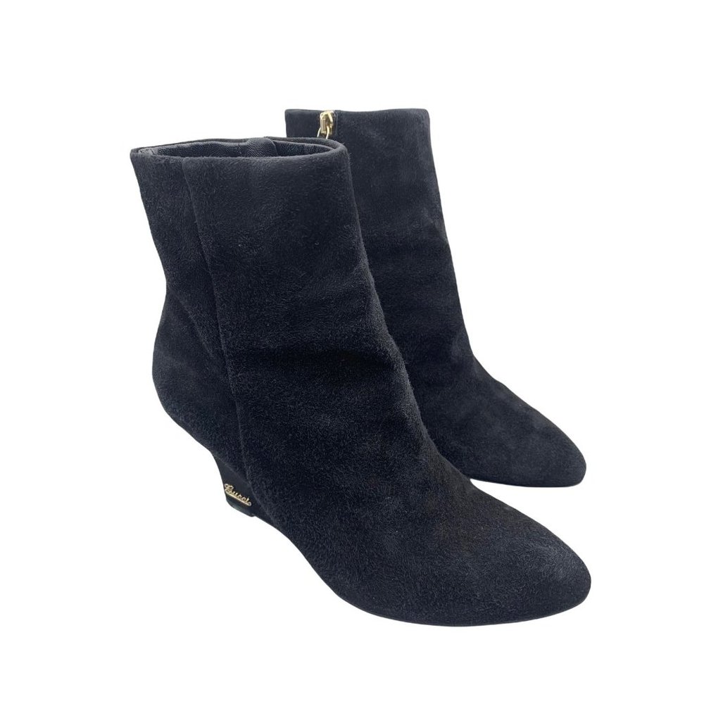Gucci Suede Leather Sock Boots Women's Wedge Heels Size 8.5